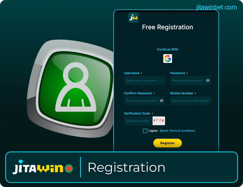 Register account at Jitawin Bangladesh