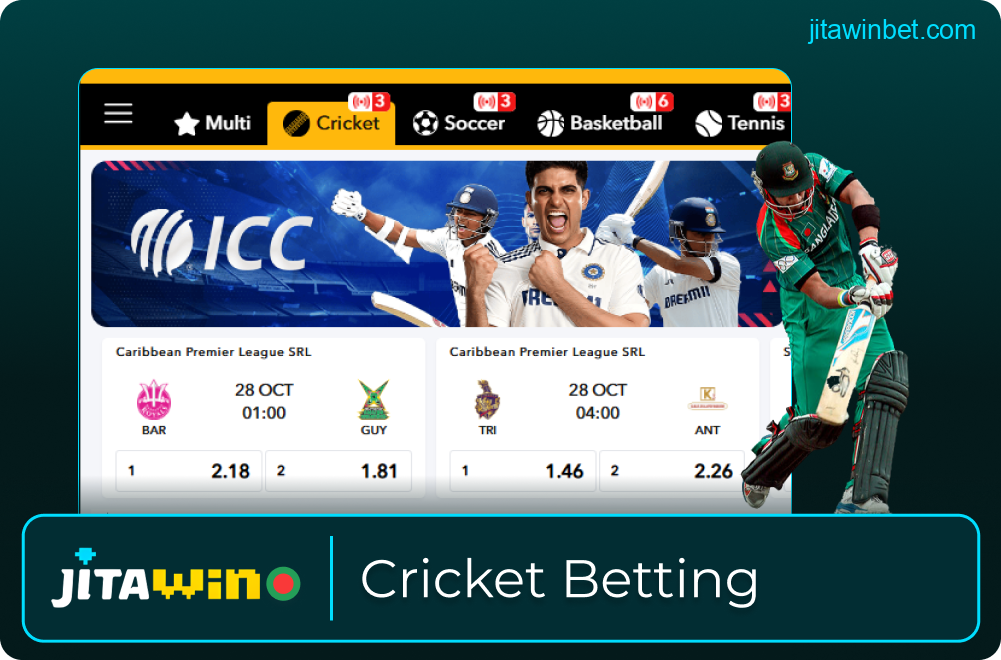 Cricket betting markets on Jitawin