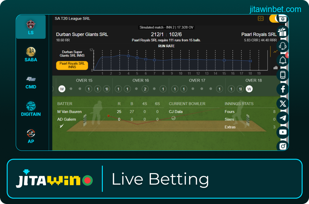 In-play betting on Jitawin platform