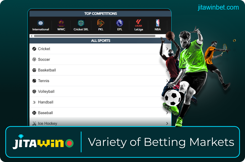 Wide betting markets offered by Jitawin
