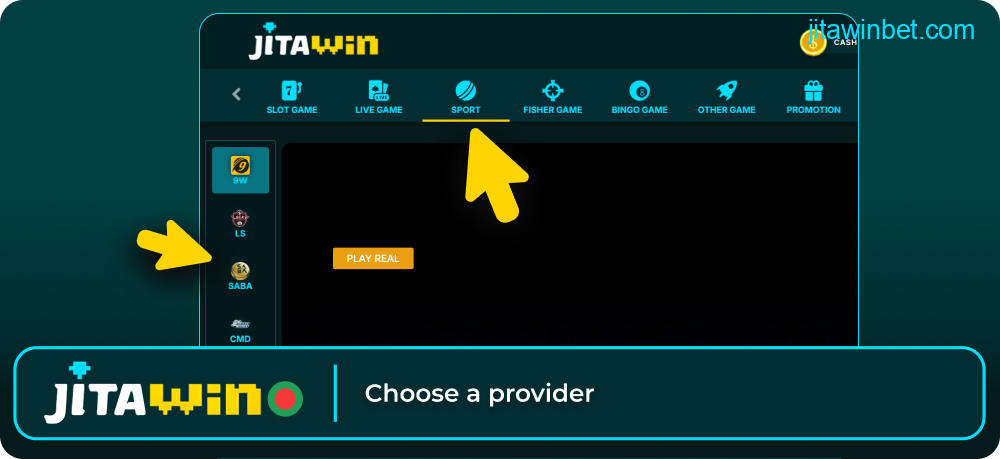 Select sportsbook provider inside Jitawin lobby