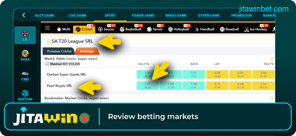 Review Jitawin market odds and options