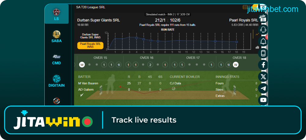 Track live cricket results on Jitawin
