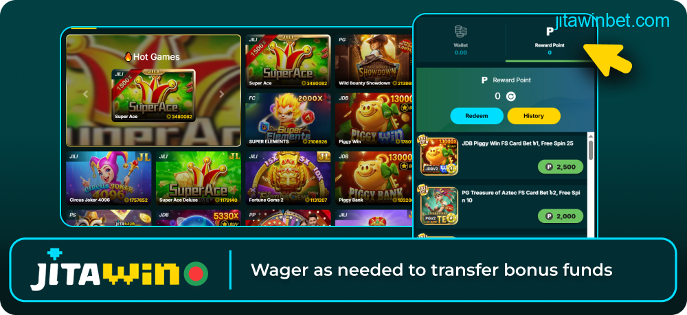 Wager bonus to convert on Jitawin