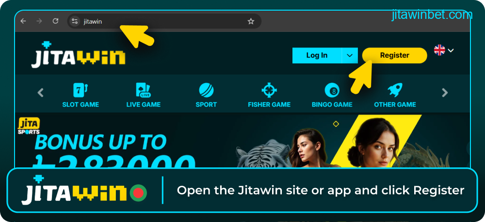 Open Jitawin site and click Register
