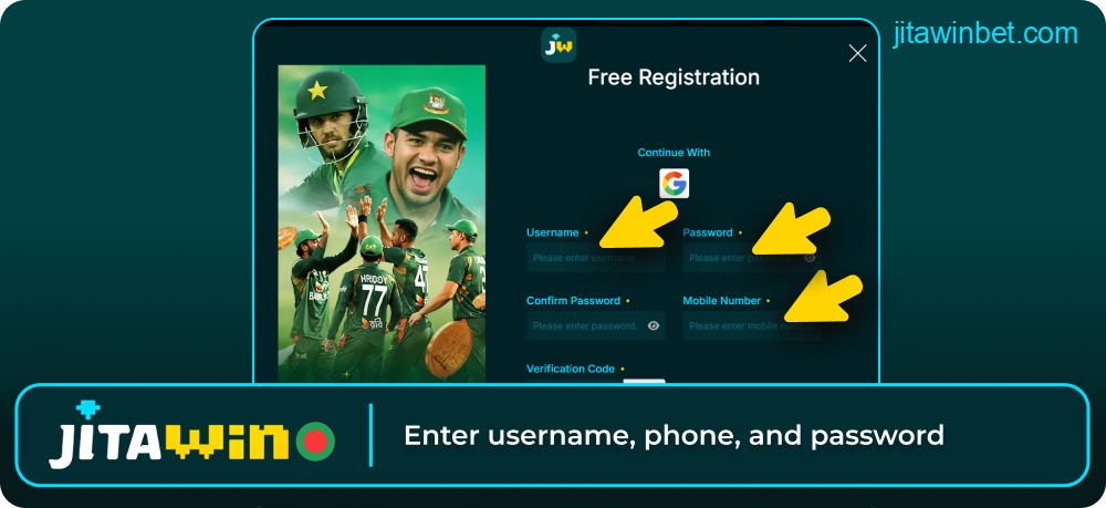 Enter details and set Jitawin password