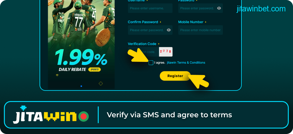Confirm SMS and accept Jitawin terms