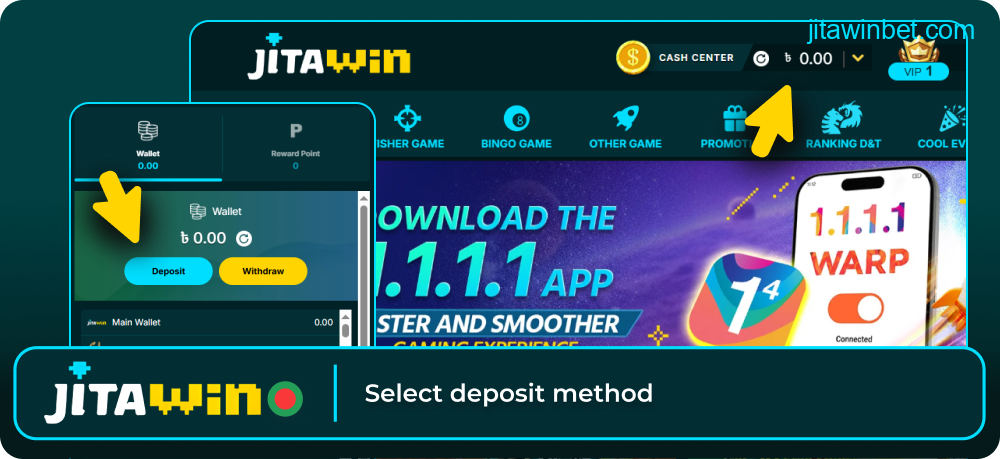 Deposit funds on Jitawin quickly